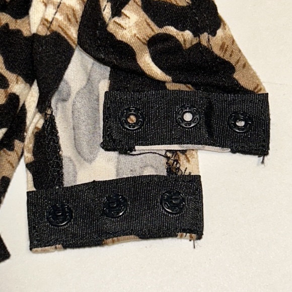 Leopard Print Bodysuit Turtleneck Long Sleeve full bottom brown tan,black size L - Picture 15 of 17